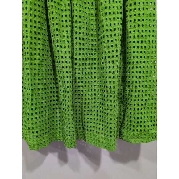 Kate Spade New York X Target Green Eyelet Volume Midi Skirt Side Pockets Size M - Picture 12 of 14